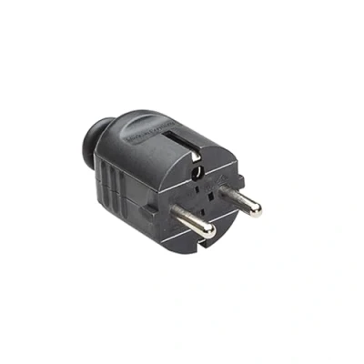 Abbildung von Bachmann Schutzkontaktstecker Stromadapter Schutzkontakt, CEE 7/7, Typ E/F, 0 cm, schwarz bruchfest montierbar