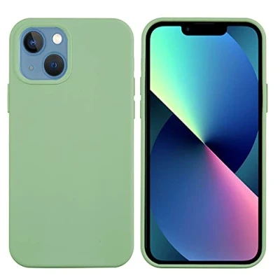 Abbildung von CoverKingz Silikonhülle kompatibel mit iPhone 13 [6,1 Zoll] Silikon Handyhülle Softcase dünn Schutzhülle Slim Cover Matt Grün