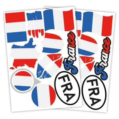 Abbildung von Finest Folia 2er Set DIN A4 Länderaufkleber Fahne Aufkleber Länderfahne Flagge für Auto Motorrad Sticker Länderflagge selbstklebend wetterfest R217 (17 Frankreich)