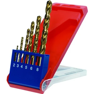 Abbildung von kwb HSS TIN Titan Metallbohrer Satz Bohrer Set, 6 teilig, Ø 2 bis 8 mm, Spiralbohrersatz