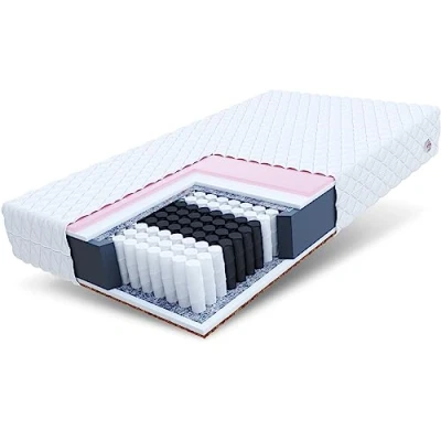 Abbildung von FDM Reggio Taschenfederkernmatratze 120 x 200 cm Härtegrad H2/H3 (Mittelweich/Mittelhart) 26 Höhe 7 Zonen Kokos Matratze Thermoplastischer Visco Schaum Zweiseitig Bezug Abnehmbar Waschbar