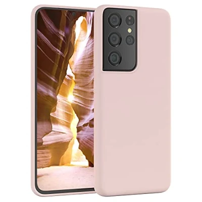Abbildung von EAZY CASE Premium Silikon Handyhülle kompatibel mit Samsung Galaxy S21 Ultra 5G, Slimcover Kameraschutz und Innenfutter, Silikonhülle, Schutzhülle, Bumper, Handy Case, Softcase, Alt Rosa