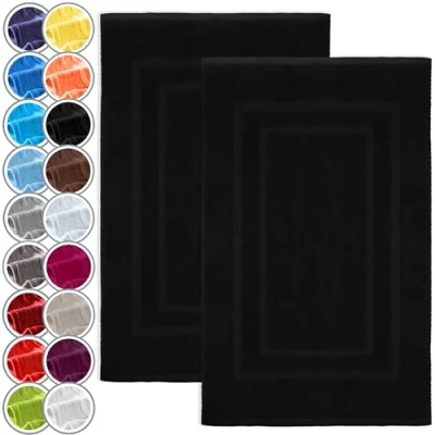 Abbildung von NatureMark 2er Pack Badvorleger Badematte Premium Qualität 100% Baumwolle 50 x 80 cm Duschvorleger Duschmatte Doppelpack Farbe: Schwarz