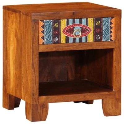 Abbildung von vidaXL Nachttisch 40x35x45 cm Massivholz Akazie, Beistelltisch, Bettschrank, Nachtkommode, Nachtschrank, Betttisch, Nachtkonsole, Ablagetisch