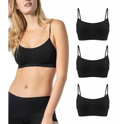 Abbildung von Risalti BH Damen Ohne Bügel Schmale Schultern 3 Stück Bralette aus Mikrofaser, weicher als Bustier Baumwolle, Komfort Top Nahtlose Verarbeitung Made in Italy