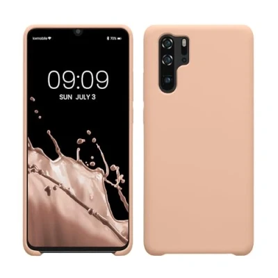 Abbildung von kwmobile Hülle kompatibel mit Huawei P30 Pro Silikon Handy Case Handyhülle weiche Oberfläche kabelloses Laden Pastell Pfirsich