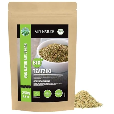 Abbildung von Bio Tzatziki Gewürz (250g), griechische Gewürzmischung, Gewürzsalz, 100% natürlich, Zutaten aus kbA, Gewürzzubereitung für Gyros, Salat, Brot, ohne künstliche Zusätze
