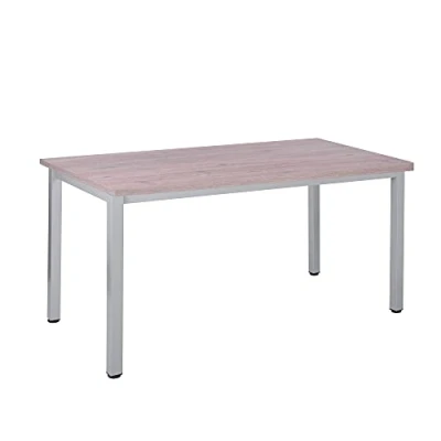 Abbildung von Bürotisch Schreibtisch Besprechungstisch graues Tischgestell quadratische Beine PC Tisch Arbeitstisch Konferenztisch Computertisch Homeoffice Businesstisch Eiche modern, 120 x 80 77,5 cm
