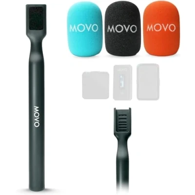 Abbildung von Movo WMX HM Handmikrofonadapter für kompatibel mit DJI Mic, Rode Wireless GO, Hollyland Lark und mehr kompatible kabellose Mini 2 Systeme Handdadapter Interview