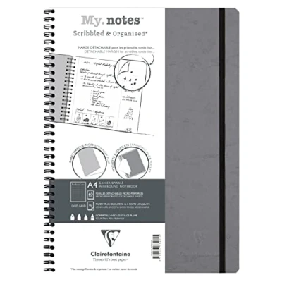 Abbildung von Clairefontaine 783435C Age Bag My.Notes Spiralbuch mit abtrennbaren Rändern, 21x29,7cm, 60 Blatt 90g DOT Grau, 1 Stück