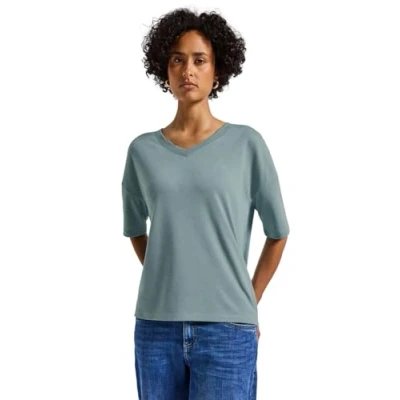 Abbildung von Street One LOOK Vneck Tshirt basic, Damen, Größe: 34, Blau