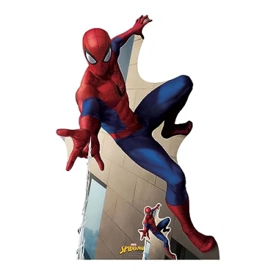 Abbildung von Star Cutouts SC4304 Spider Man Web Shooting Pappaufsteller mit Mini perfekt für Marvel Fans, Partys und Events