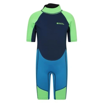 Abbildung von Mountain Warehouse Shorty Neoprenanzug Junior für Kinder 2,5 mm, Schwimmanzug Jungen und Mädchen, Flatlock Nähte, Wetsuit, Verstellbarer Hals, zum Surfen Rosa 13 Jahre