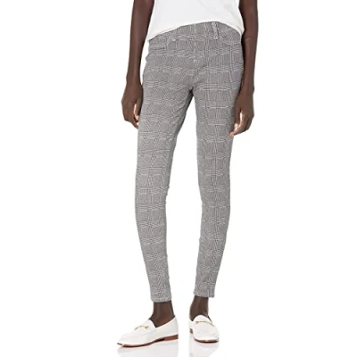 Abbildung von Amazon Essentials Damen Strick Jeggings zum Hineinschlüpfen (in Übergröße erhältlich), Schwarz Grau Glencheck, M Lang