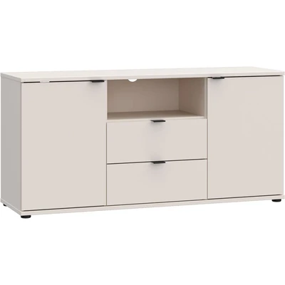 Abbildung von FORTE Lowboard Ganymede (Breite 129,8cm), TV Board, Stauraum, Schublade, Metallgriffe, Kabelführung