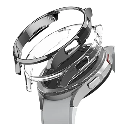Abbildung von Ringke Slim Kompatibel mit Galaxy Watch 4 Classic 46mm Hülle Clear &amp; Dark Chrome [2 Pack]