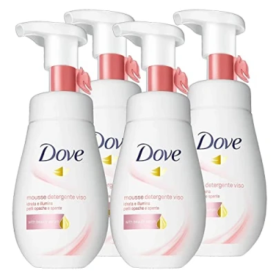 Abbildung von 4 x Dove Mousse Gesichtsreinigungsmousse feuchtigkeitsspendend und aufhellend für matte stumpfe Haut Flaschen à 160 ml