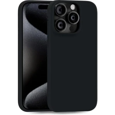 Abbildung von MyGadget Hülle kompatibel mit iPhone 15 Pro robuste Silikon Schutzhülle TPU Case Slim Silikonhülle Back Cover Ultra Kratzfest Handyhülle matt Schwarz