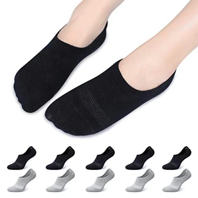 Abbildung von Falechay Sneaker Socken Damen Füßlinge Herren No Show Sneakersocken Anti Rutsch Unisex Schwarz Grau 35 38