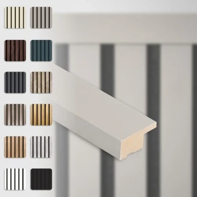 Abbildung von Hexim Wanddekoobjekt APA02 (Abschlussleiste 275x2,7cm passend für unsere Akustikpaneele flexible Lamellenwand Holz MDF Wandpanelee Lamellenverkleidung Wandverkleidung (1 Abschlussleiste Sandgrey APA02)