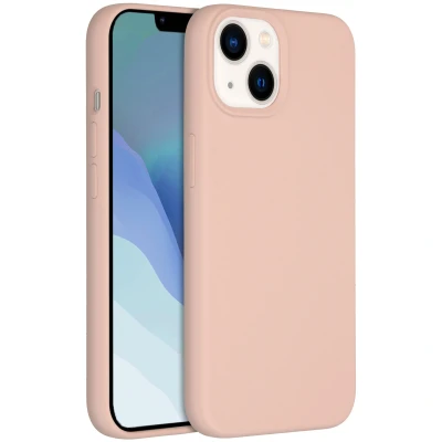 Abbildung von Apple iPhone 14 Hülle Silikon Accezz Soft Case/Backcover Handyhülle Rosa