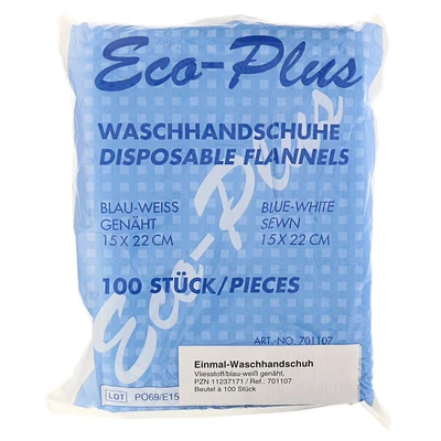 Abbildung von Einmal Waschhandschuh Eco plus blau weiß 100 St