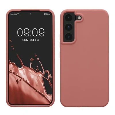 Abbildung von kwmobile Schutzhülle kompatibel mit Samsung S22 Hülle Silikon Case Handyhülle weiche Oberfläche kabelloses Laden Winter Rose