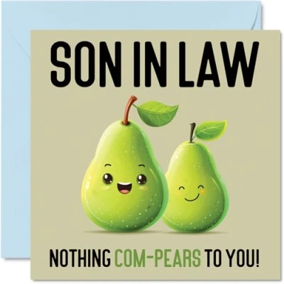 Abbildung von Geburtstagskarten für Schwiegersohn Nothing Com Pears Lustige Geburtstagskarte von Mama, Schwiegervater, Sohn, Geburtstagsgeschenke, 145 mm x mm, Witz Grußkarten Männer