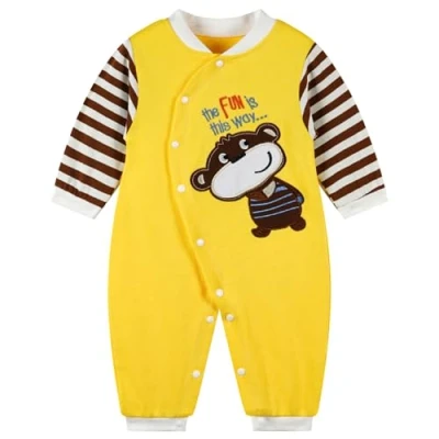 Abbildung von Babyschlafanzug Jungen Strampler, Baumwolle Einteiler mit Druckknöpfen Atmungsaktiv Langlebig Weich Ideal zum Spielen Schlafen 9 12 Monate