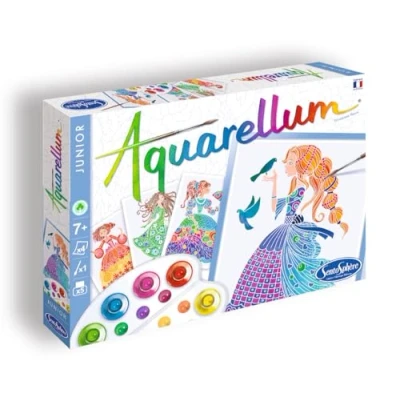 Abbildung von Sentosphere Aquarellum Junior, Malset für Kinder, Motiv Blumen Prinzessinnen, Bastelset, Kreativ Set, DIY