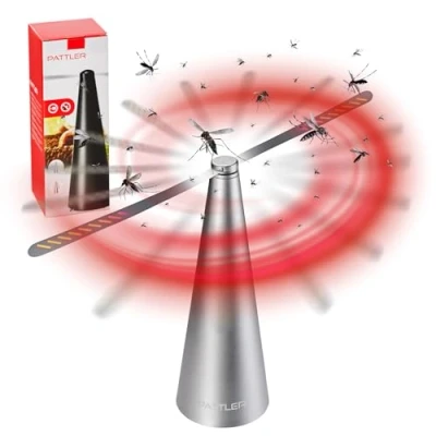 Abbildung von PATTLER® Fliegenwedler Silber Fliegen Abwehr für den Tisch Insektenschutz Draußen und Innen Terrasse Garten Fliegen, Mücken Wespen dauerhaft vertreiben 1 Stück