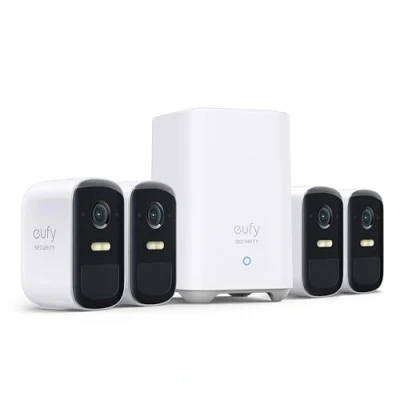 Abbildung von eufy Security eufyCam 2C Pro, Überwachungskamera aussen, 2K Auflösung, 180 Tage Akku, Kompatibel mit HomeKit und Solar Panel, IP67, überwachungskamera aussen Set 4+1, Gebührenfreie Nutzung