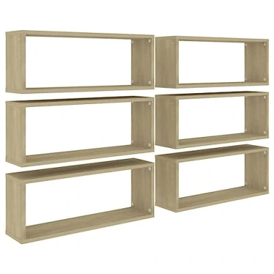 Abbildung von vidaXL 6X Würfelregal Wandregal Hängeregal Cube Lounge CD Regal Dekoregal Bücherregal Schweberegal Wandboard Regalwürfel Sonoma Eiche 60x15x23cm Holzwerkstoff