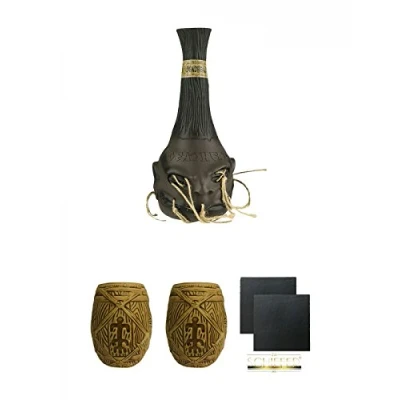 Abbildung von Deadhead 6 Jahre Rum 40% 0,7 Liter + Plantation MUG ohne Eichstrich 1 Stück Schiefer Glasuntersetzer eckig ca. 9,5 cm Ø 2