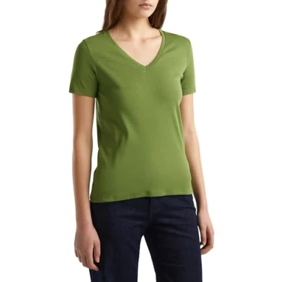 Abbildung von United Colors of Benetton PURE WITH Vneck Tshirt basic, Damen, Größe: Medium, Green