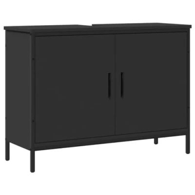 Abbildung von vidaXL Schminktisch Waschbeckenunterschrank Schwarz 80x30x60 cm Holzwerkstoff