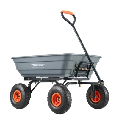 Abbildung von VEVOR Transportwagen, Gartenkarre mit leicht zu montierendem Stahlrahmen, Gartenwagen umwandelbarem 2 in 1 Griff, Mehrzweck Schubkarre 270 kg Tragkraft, 25,4 cm Reifen