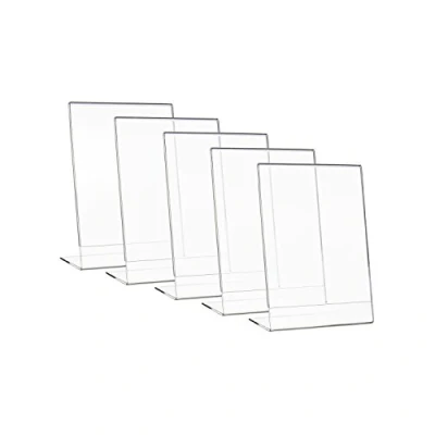 Abbildung von HMF 46934 Acryl Tischaufsteller schräg 5 Stück DIN A4 Hochformat Glasklar