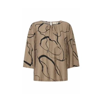 Abbildung von Fransa Frariana Bluse, Damen, Größe: Medium, Walnut w black aop ao