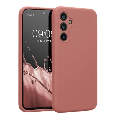 Abbildung von kwmobile Hülle kompatibel mit Samsung Galaxy A54 5G Case gummiert Silikon Handyhülle Schutzhülle Winter Rose