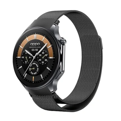 Abbildung von GIOPUEY Armband Kompatibel mit OnePlus Watch 2/2R, Geflochtenes Edelstahlarmband [Verschleißfest] [Stilvoll] Ersatzarmband Black