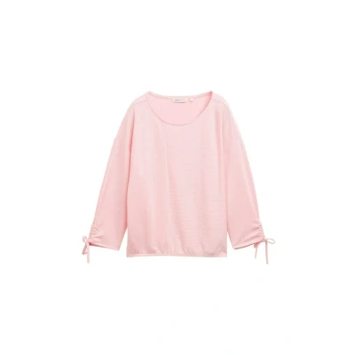 Abbildung von TOM Tailor Denim Structured stripe Langarmshirt, Damen, Größe: XS, Pink white