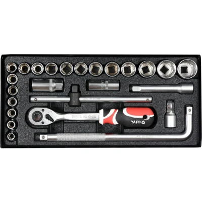 Abbildung von YATO YT 12671 Steckschlüsseleinsatz Set 25 Chrom Vanadium Stahl, Werkzeugstahl 1/2