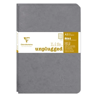 Abbildung von Clairefontaine 733175C Age Bag DUO Set aus 2 Notizheften 14,8x21cm , geheftet, 48 Blatt 90g, liniert Grau, 1