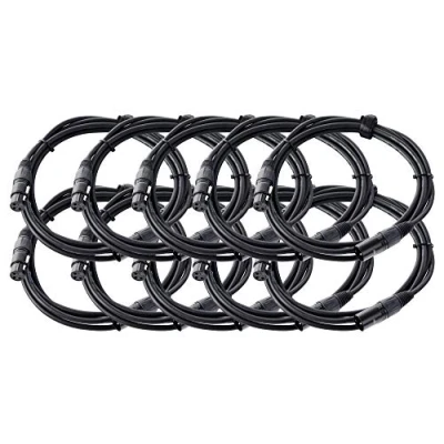 Abbildung von 10er Set Pronomic XFXM 2.5 Mikrofonkabel (2,5m Länge, XLR female 3 pol &gt; male pol, Stecker handgelötet, säure und ölfest, Spannzangen Zugentlastung) schwarz