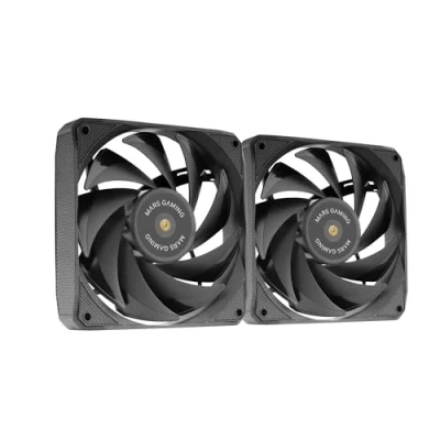 Abbildung von MARSGAMING MF NCLX2, Kit 2X Ultra Leise 120mm Lüfter, Hybridblatt Design, 2 in 1 Lüfter mit Hyperbalanced FDB Kupferlager, PWM Anschluss System, Anti Vibrations Pads, Schwarz
