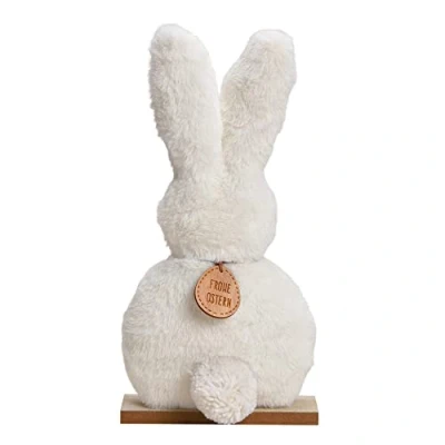 Abbildung von matches21 Flauschige Dekofigur Osterhase aus Plüsch Osterdeko Hase Ostern Deko Hasenfigur Frühlingsdeko weiß 11x19x5 cm