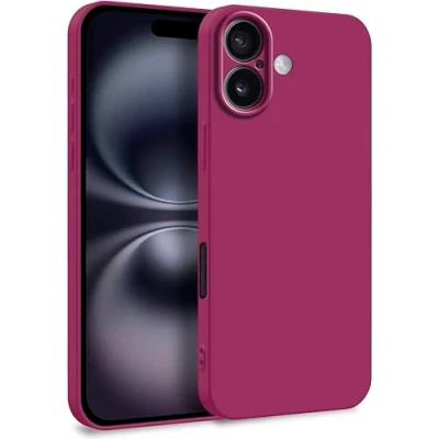 Abbildung von MyGadget Hülle für iPhone 16 Plus Zweilagige Handyhülle mit Kameraschutz Cover Innenfutter &amp; Silikon außen Wein Rot