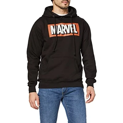 Abbildung von MARVEL Herren Retro Logo Skate Kapuzenpullover, Schwarz, L