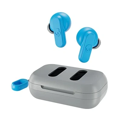 Abbildung von Skullcandy Dime 2 In Ear Wireless Kopfhörer, 12 Std. Akkulaufzeit, Mikro, kompatibel mit iPhone, Android und Bluetooth Geräten Grau/Blau